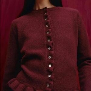 Elegant Burgundy Button-Up Sweater ZARA